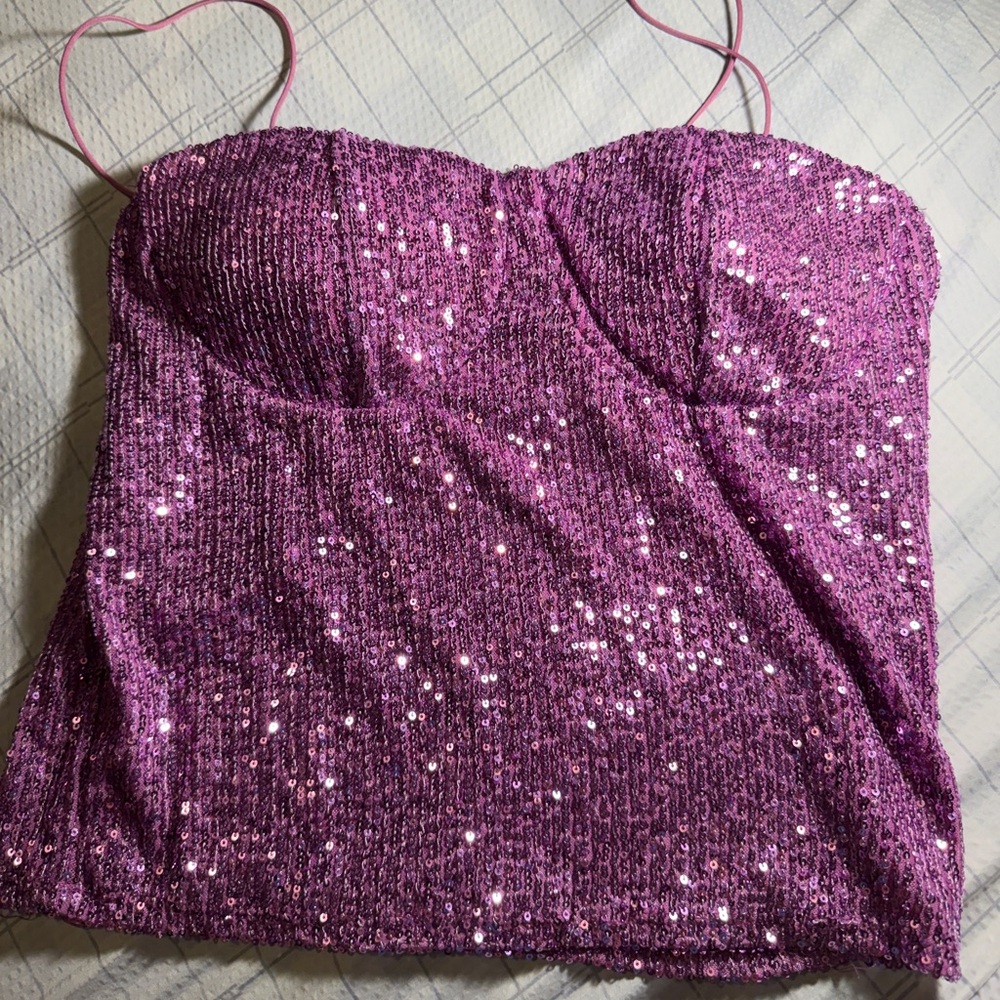 Sparkling Purple Sequin Top